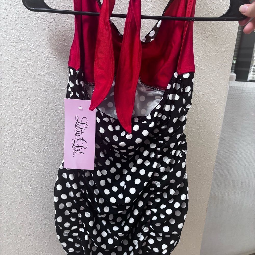 Lolita Girl Retro Pin-Up Bikini – Black White Polka Dot 2-Piece Swimsuit​ - Picture 3 of 9